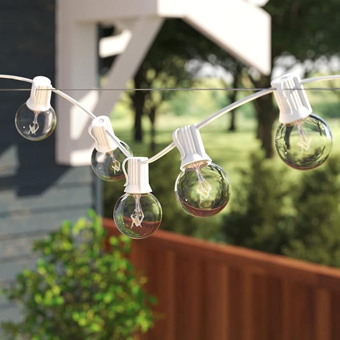 String Lights 25 ft Waterproof G40 Edison Bulbs with 2 Spares