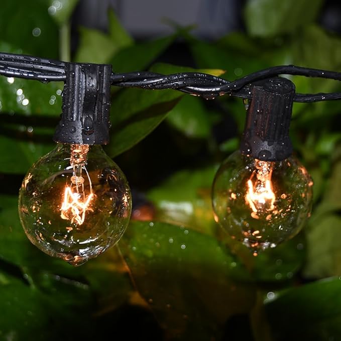 String Lights, 100 ft Waterproof Outdoor with 105 G40 Clear Bulbs