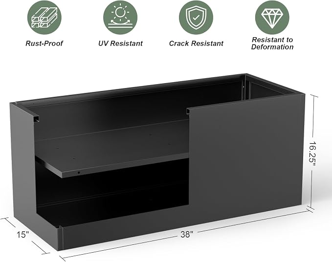 Metal Large Planter Box 15" W x 38" L x 16.25" H, Heavy Duty Tall Rectangle - Image 2