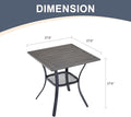 Metal Square Patio Dining Table with Bottom Shelf, 27.6-Inch Grey