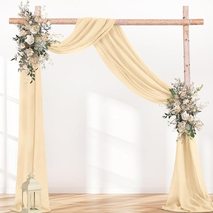 Outdoor Curtain Arch Draping Fabric, Champagne Chiffon, 29 Inch Wide