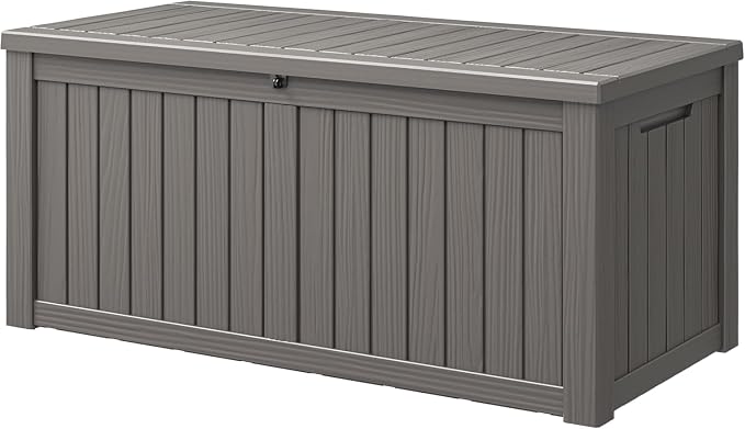 NUNU LAB 180 Gallon Outdoor Storage Box, Resin Large Sturdy Deck Box, Backyard by NUNULAB