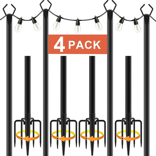 10Ft String Light Poles 4 Pack, Light Poles by AILBTON