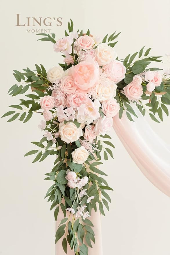 Artificial Flowers Wedding Arch Kit, Blush & Cream Foam and Silk, Set of 4