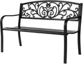VINGLI Outdoor Bench for Patio Metal Garden Bench w/PVC Back Pattern by VINGLI