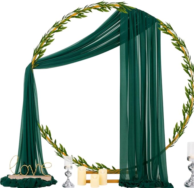 Outdoor Curtains, Emerald Green Sheer Chiffon Arch Drape, 29 x 236 In