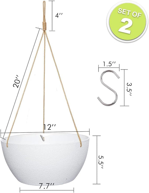 12 Inch 2 Pack Large Hanging Planters - Image 2