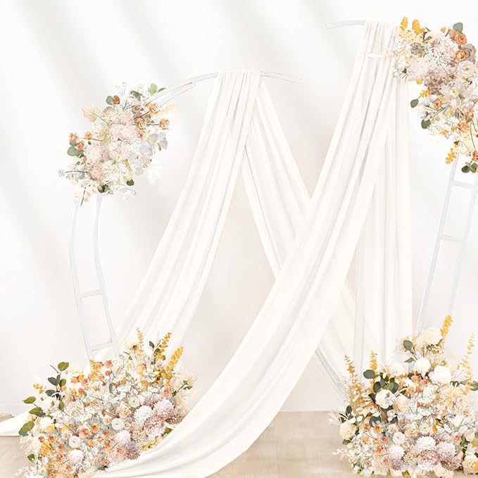 Outdoor Curtains Ivory Sheer Wedding Arch Drapes, 4 Panels 29 x 20 Ft