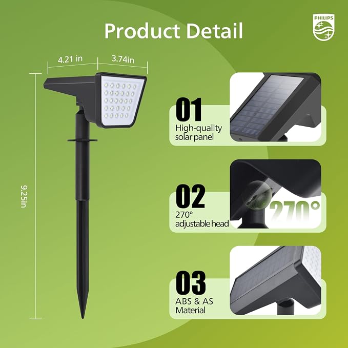 Philips 6 Packs Solar Spot Lights Outdoor Waterproof, 28 LED 7500K Solar - Image 3