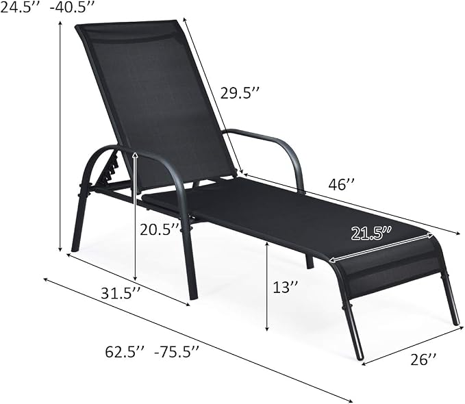 Giantex Patio Lounge Chair, Outdoor Chaise Lounge - Image 2