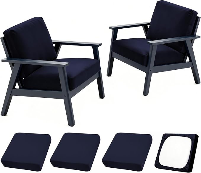 Cushion Covers Navy Stretch Fit Outdoor Patio Slipcovers