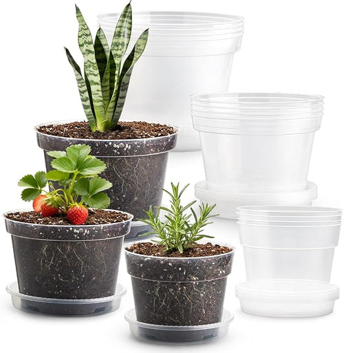 15 Pack 8/7/6 Inch Clear Nursery Pots by RooTrimmer