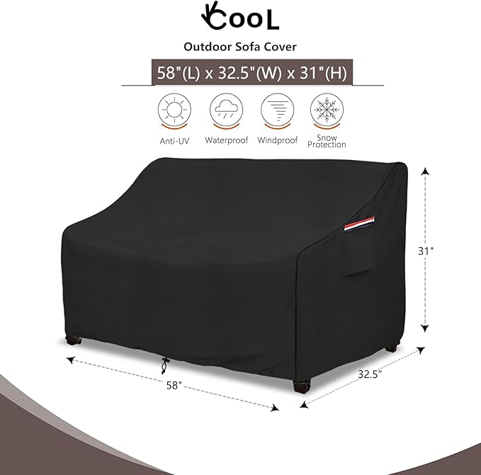 Sofa Cover, Waterproof Polyester Loveseat Cover, Black