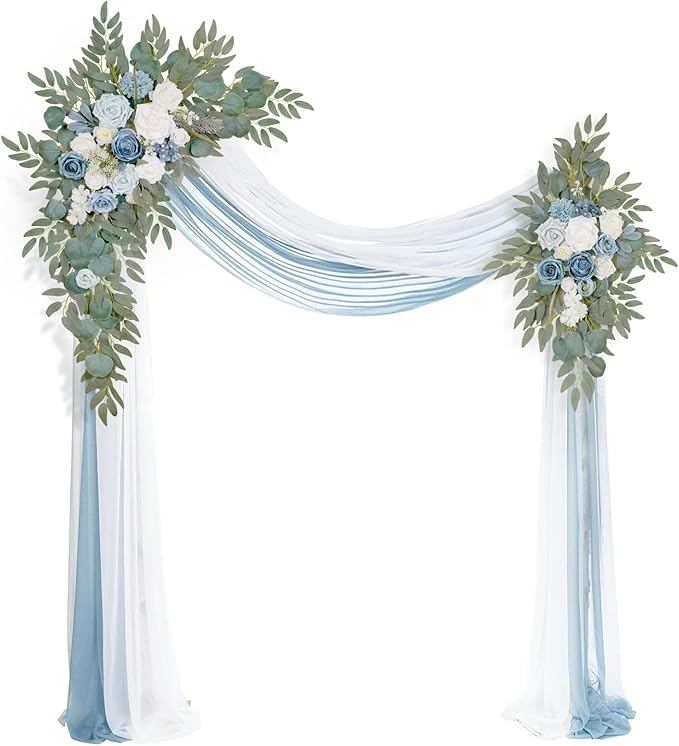 Grayish Blue Artificial Flower Arch Swag Kit, Silk, Pack of 4