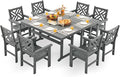 HDPE Outdoor Dining Set, 10-Piece Outdoor Table and Chairs Include 8 Dining by Unknown