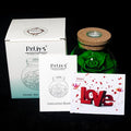Artificial Preserved Rose Bottle with Color-Changing LED Light, Green