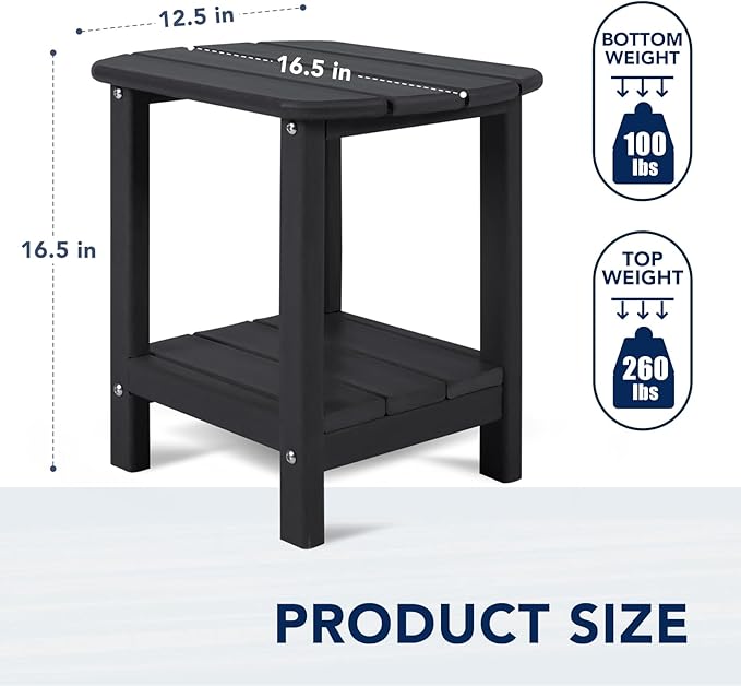 nalone Adirondack Side Table 16.5" Outdoor Side Table HDPE Plastic Double - Image 3