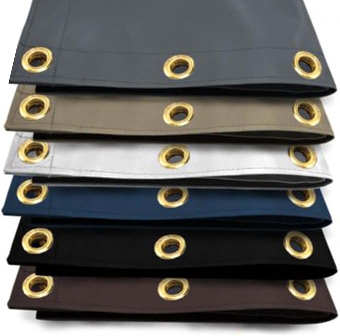 Outdoor Curtain with Clear Vinyl Panel, 8x15 ft Black Waterproof