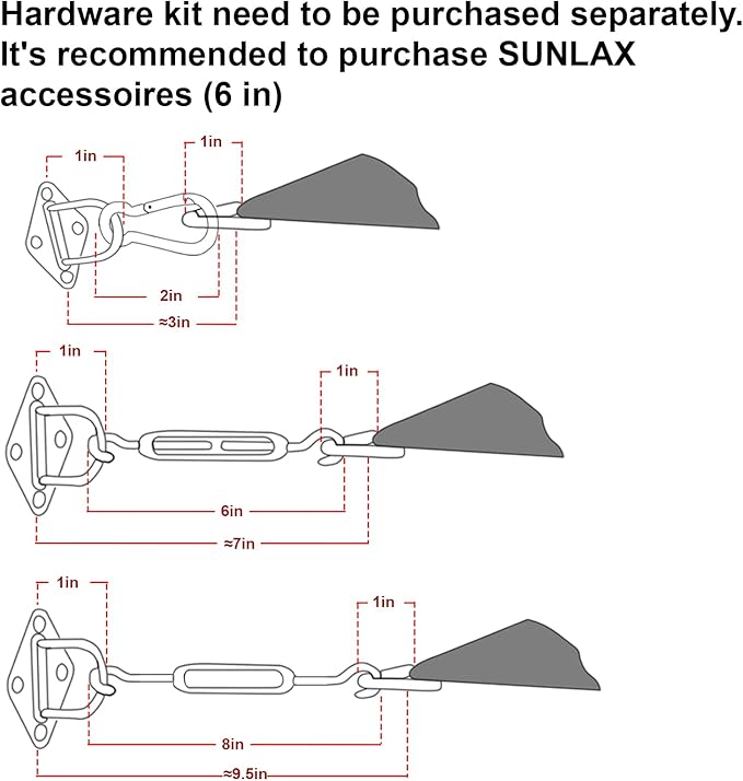 SUNLAX Sun Shade Sail 8' x 8' x 8' Turquoise Blue Triangle Canopy Sail Shade - Image 3
