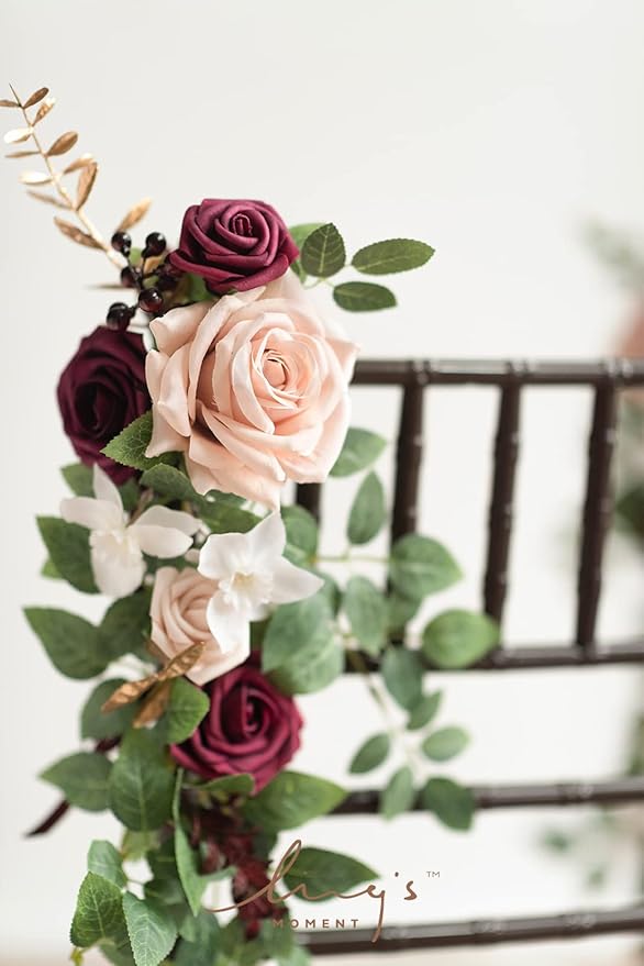 Artificial Flower Wedding Chair Swags, 10 Pack, Blush & Marsala