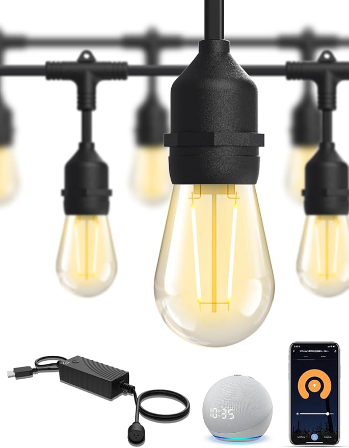 String Lights, 72.5 Ft Dimmable Warm White Edison Bulbs with App Control