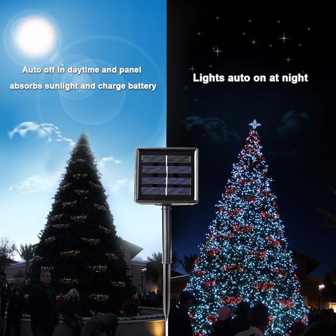 String Lights, 72 ft Solar Warm White LED for Outdoor Christmas Decor