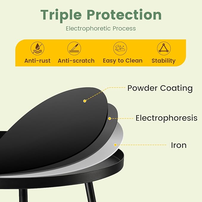 danpinera Outdoor Side Tables, Weather Resistant Steel Patio Side Table - Image 4