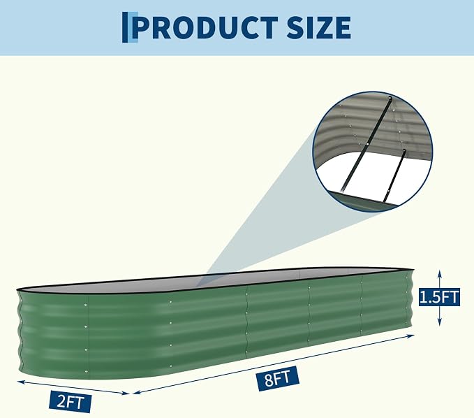 Garvee 6 Pack Galvanized Raised Garden Bed, Rust-Resistant Raised Garden Beds - Image 2