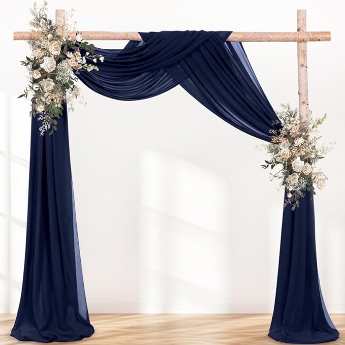 Outdoor Curtains: Navy Blue Chiffon Arch Draping, 29 In x 6 Yd