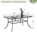 Rectangle Metal Patio Dining Table for 6 with Umbrella Hole, Black