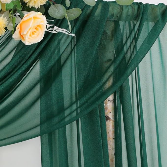 Outdoor Curtains: Emerald Chiffon Arch Draping, 29 in x 6 Yd Precut