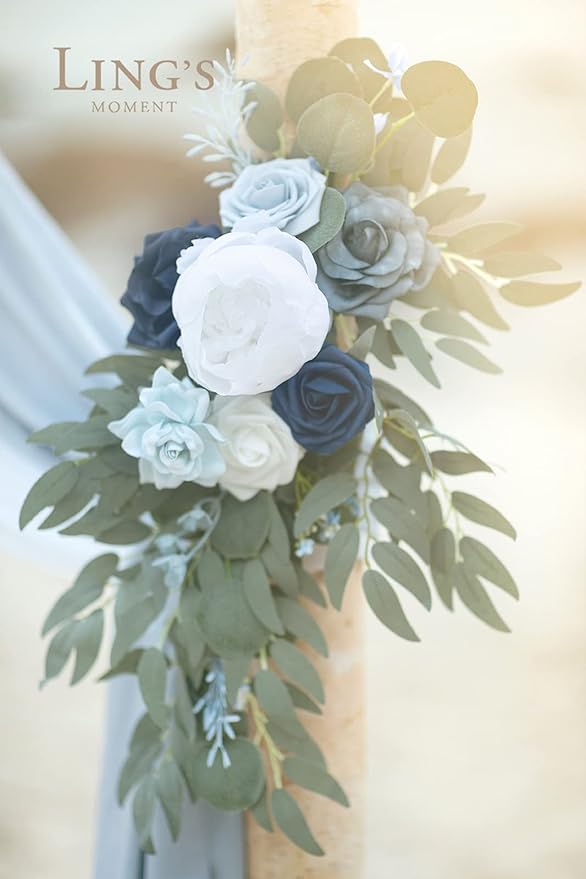 Artificial Flower Arch Swag Kit, Dusty Blue Silk, 4-Piece Set