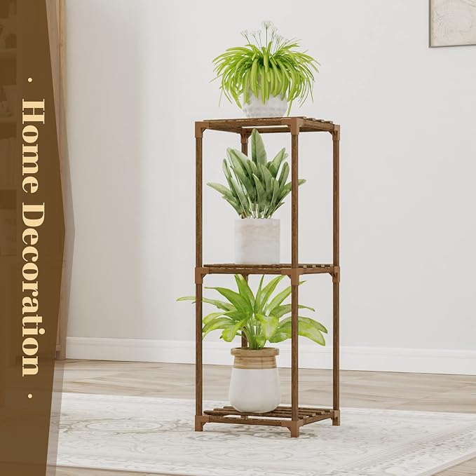 Bamworld Small Plant Stand Indoor 3 Tier Plant Shelf Outdoor Corner Plant Holder - Image 4