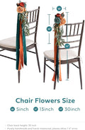 Artificial Flowers Set of 8 Aisle Pew Decor in Dark Teal and Burnt Orange