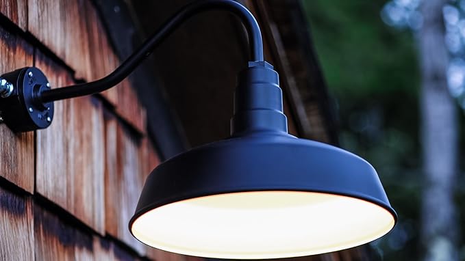 Wall Light Fixture, 16-Inch Dark Bronze Steel Outdoor Barn Style