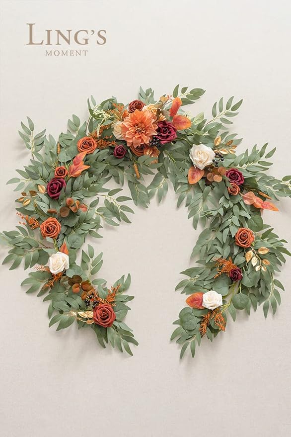 Artificial Flower Garland 6 FT Terracotta Eucalyptus, Shapeable Iron Wire