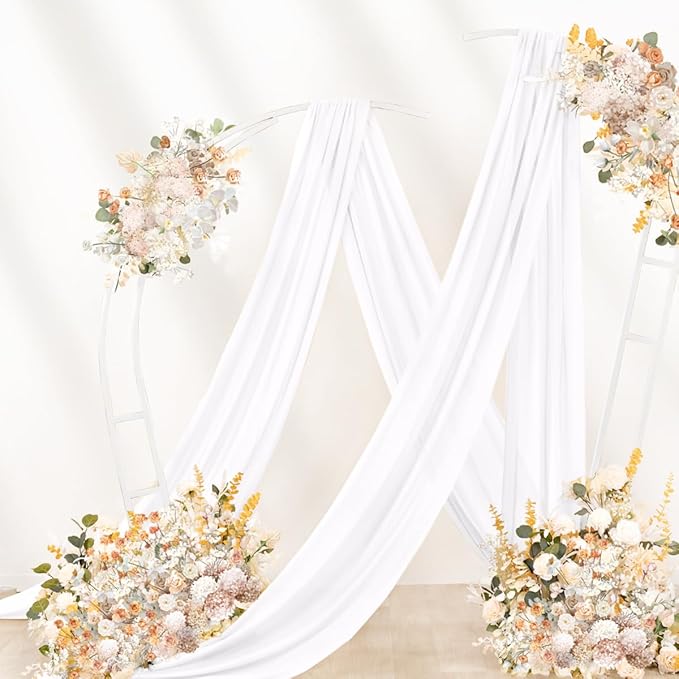 Outdoor Curtains: White Sheer Gauze Arch Drapes, 4 Panels, 29 x 20 Ft