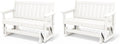 SERWALL Outdoor Glider Bench Set of 2, HDPE Weather-Resistant Swinging Bench by SERWALL