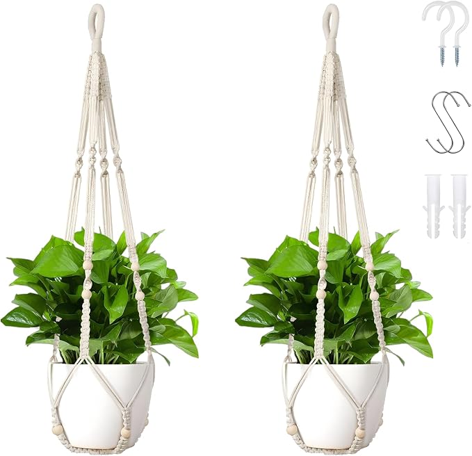 Macrame Plant Hanger Set of 2, 35 Inch Indoor Hanging Planter by Wdmxszdq