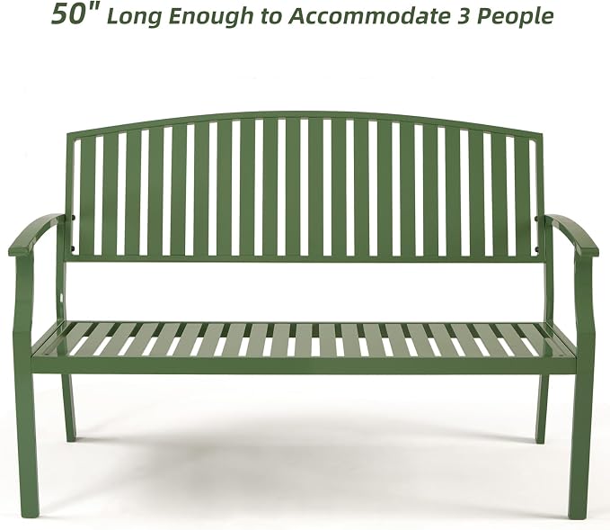 Outdoor Bench Weatherproof Aluminum Patio Garden Bench, Patio Loveseat - Image 5