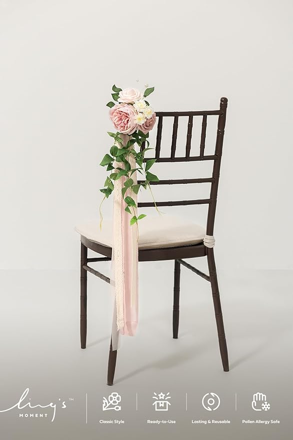 Artificial Aisle Pew Flowers 8 Pack Dusty Rose and Cream Silk and Foam