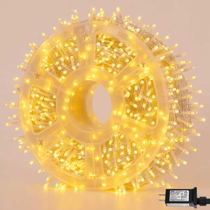 String Lights 500 LED, 165 ft Warm White, IP44 Waterproof Outdoor