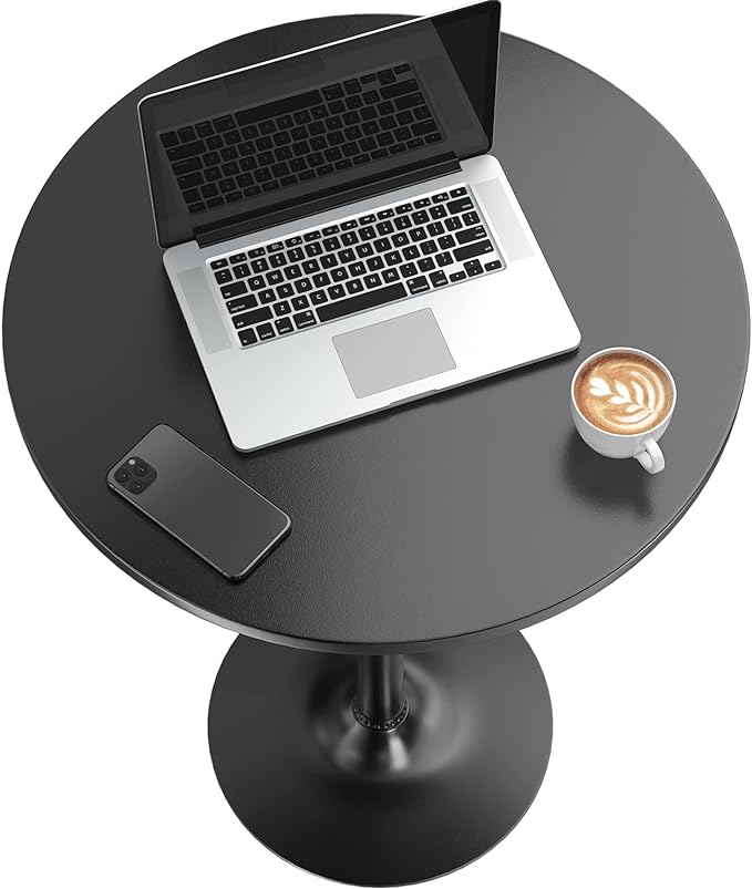 Furmax Bistro Pub Table 2 Pack Round Bar Height Cocktail Table Metal Base MDF - Image 4