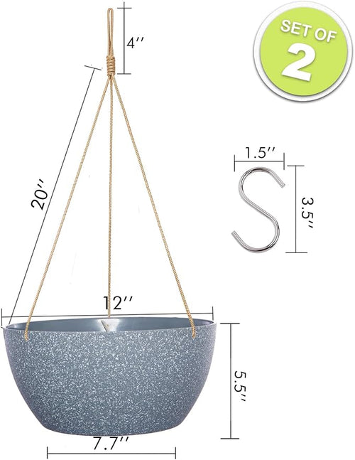 12 Inch 2 Pack Large Hanging Planters - Image 2