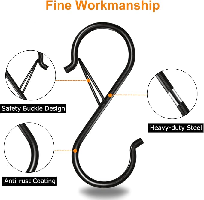 48 Pack S Hooks for Hanging, 3.5 inch Heavy Duty Metal S Hooks - Image 3