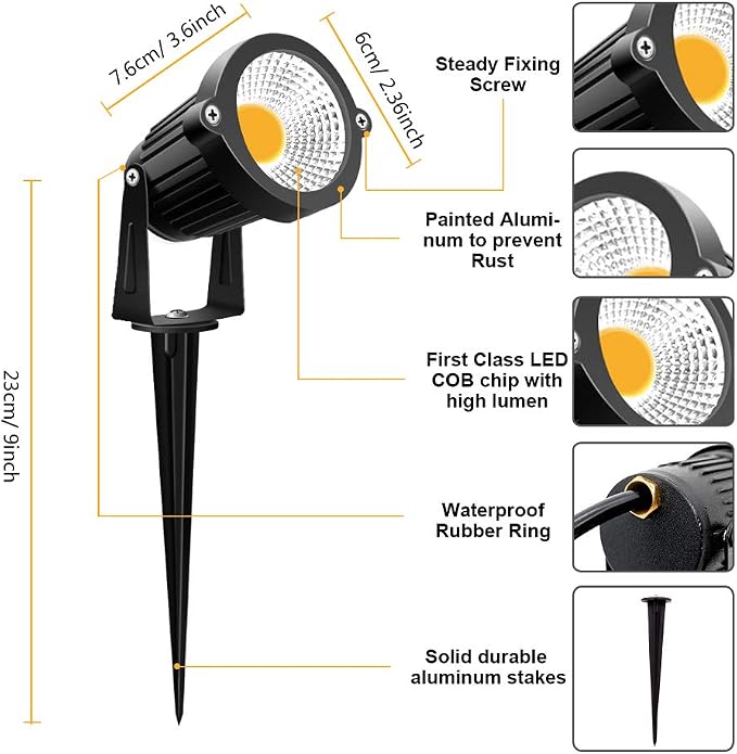 ZUCKEO Low Voltage Landscape Lights 5W LED Landscape Lighting 12V 24V Outdoor - Image 4