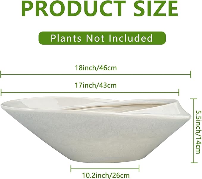 Planter Pot, 18 Inch Gray Ceramic Bonsai Pot with Drainage Hole
