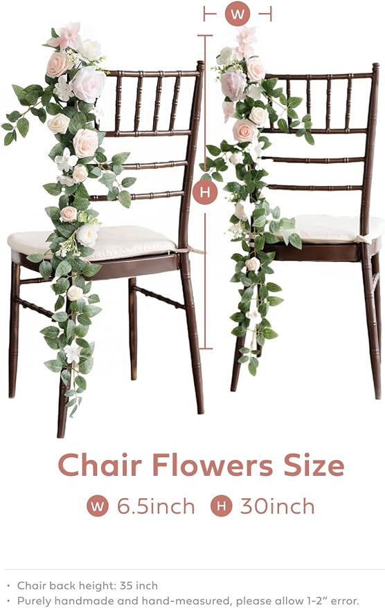 Artificial Flowers Wedding Chair Swags, 10 Pack, 30-Inch Blush