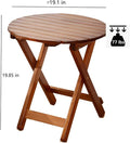 Side Table, Round Folding Design, Solid Poplar Wood, Brown