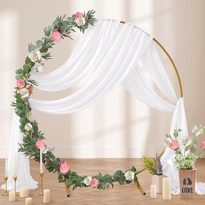Outdoor Curtains: White Sheer Gauze Arch Drapes, 4 Panels, 29 x 20 Ft